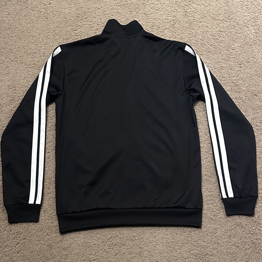Adidas Mens Long Sleeve Full Zip Up Athletic Track Jacket Black White Size S - Picture 2 of 9